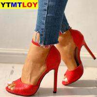 Women Sandals T-Strap High Heels Chaussures Femme y Stripper Shoes 2020 New Peep Toe Summer Female Yellow Black Red White