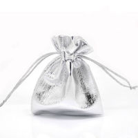 50pcslot 7x9 9x12cm Adjustable Jewelry Packing Fabric Bag Silver Colors Drawstring Wedding Storage Pouches Gift Bags &amp; Pouches