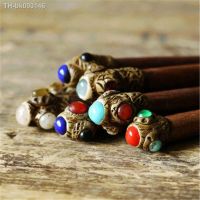 ☈☃ L031 Vintage Bodhi Tree Wooden Hairsticks Inlay Colorful Beads Hairpin for Ladys