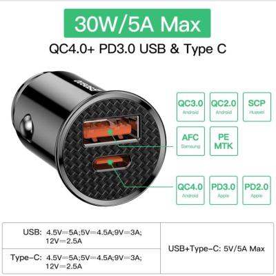 หัวชาร์จ 30W 5A ชาร์จไว BASEUS PD QC3.0 Type-C และ USB วัสดุคุณภาพดี ไม่ร้อนจัด ไฟสม่ำเสมอ