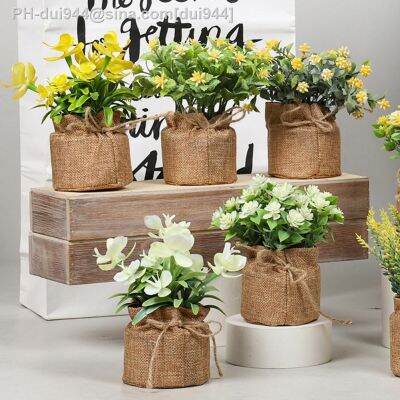 Potted Plant Artificial Plant Greenery Artificial Burlap Bag Plant Potted Home Decoration Gardening Flower Pots