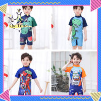 【จัดส่งที่รวดเร็ว✨】For 3-11 Years Old Kids Children One-piece Swimsuit Cartoon Short-sleeved Sunscreen Swimsuit