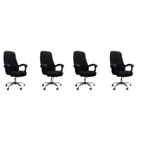 4X Office Chair Cover Elastic Siamese Office Chair Cover Swivel Chair Computer Armchair Protective Cover(Black)