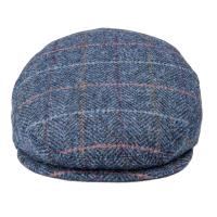 100 Wool Ivy Cap Herringbone Flat Caps Tweed Plaid Blue Cabbie Newsboy Driving Hat by Botvela