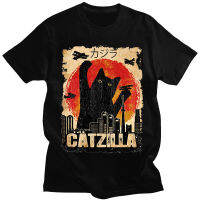 Vintage Catzilla Monsters Kitten Cat Graphics Tshirts Mens Cotton T Shirt Tees Gildan Spot 100% Cotton