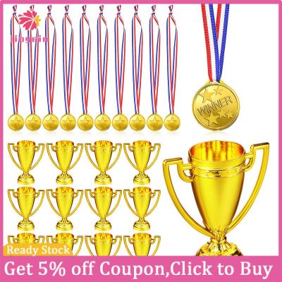 Jiogein 18 Pcs Award Trophy and 18 Pcs Medals for Children First Place Winner Award Toys for Sports Parties Tournaments Games Competitions