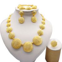 African Bead Set Jewelry Necklace Earring Bracelet Gold Color Jewelry Beads Dubai Ethiopian For Women Jewellery