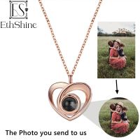 EthShine 925 Sterling Silver Custom Photo Projection Necklace I Love You Necklace 100 Languages Heart Memorial Gift for Women