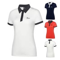 Titleist เสื้อยืดสำหรับผู้หญิงกางเกงเล่นกอล์ฟใหม่ลำลองเล่นกีฬานอกบ้านปลูกฝังคุณธรรมแห้งเร็วระบายอากาศได้ดีเสื้อกอล์ฟแขนสั้น