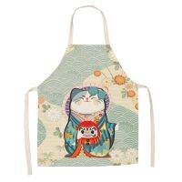 Japanese-style Cat Cherry Blossom Adult Apron Daily Shop Linen Anti-fouling Home Kitchen Cooking Apron Sleeveless Childrens Bib