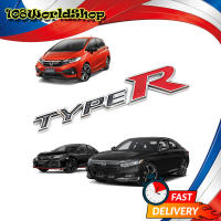 โลโก้ Logo "TYPE R" โครเมียม+แดง Honda  ขนาด 3x15x0.5 จำนวน 1 Piece Civic Fit Jazz Accord ปี2000 - 2019มีบริการเก็บเงินปลายทาง