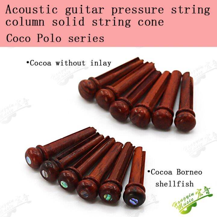 6ชิ้นหมุดพินกีตาร์กระดูกวัวแท้ไม้มะเกลือ-cocobolo-ทองเหลืองสำหรับกีตาร์โปร่งอุปกรณ์เสริมสะพานปักพร้อมเปลือกมุก