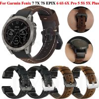 [HOT JUXLLKBKOW 514] หนัง26 22มม. สมาร์ทวอทช์สำหรับ Garmin Fenix 7 7X 7S 5X 5Plus 6 6X Pro 3 HR QuickFit Release Approach S62/S60 Correa สายรัด