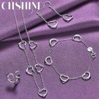 【lz】◆  CHSHINE 925 Sterling Silver Coração Colar Brincos Anel Pulseira Para Os Amantes Moda Casamento Charme Exquisite Conjuntos De Jóias