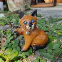 แมว ตุ๊กตา ไม้แกะสลัก 1ตัว 5x10x11cm ตุ๊กตาไม้ โมเดลแมว ไม้ cat doll wooden carved