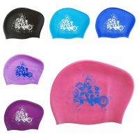 Flower Silicone Swimming Cap For Long Hair Cover Women Waterproof Diving Hood Hat Elastic Ear Protection Sports Headwear Adult Swim Caps