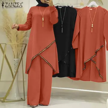Satin Turkey Two Piece Sets Trousers and Tunic Top Solid Color Elegant  Pants and Blouse Set Lady Muslim Woman Outfit Ramadan Eid - AliExpress