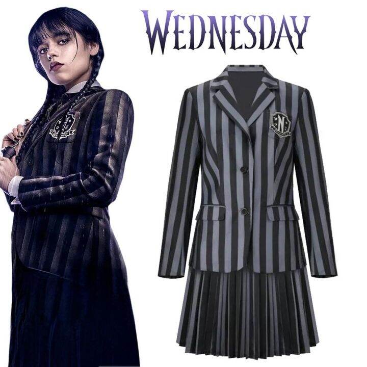 PEPPER School Uniform Costumes Set Photo Props Wednesday Addams Coat ...