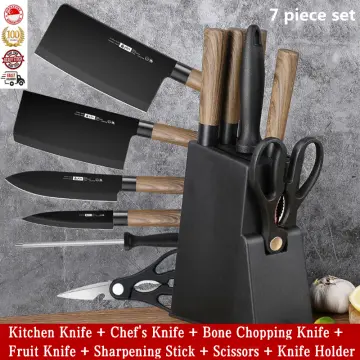 Timhome New Arrival 6pcs Non-Stick Blade Stainless Steel Kitchen Knives Set  with Wheat Straw Handle