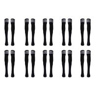 10 Pair Thigh High Socks Over Knee Girls Football Socks (Black)