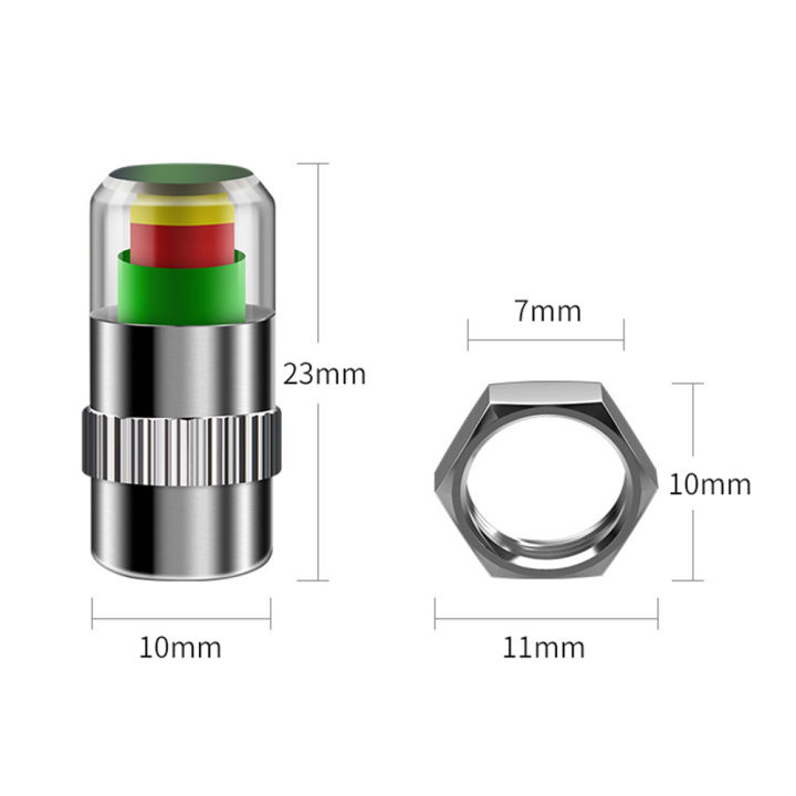 vastarเกจวัดความดันยางรถยนต์-4ชิ้น-เซ็ต-ชุดตัววัดแรงดันยางรถเกจวัดความดันแก้วเซ็นเซอร์3สีเครื่องมือตรวจสอบแรงดันลมยาง