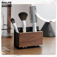 ●✖ Black Wood Metal Wall Mount Hair Tools Holder with 2 Slots Salon Hair Styling Accessories Organizer Rack Cosmetic Shelf Penholde