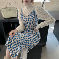 Alien Kitty Elegant Chic Women Two Pieces Sets Velvet Slim Bodycon Maxi Dress Soft Turtleneck 2021 Lace Puff Sleeve Bottom Tops