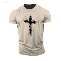 2023 NEW Summer Fashion Apparel Cross 3d Printing Top Mens T-shirt Casual Round Neck Slim Fit Street T-shirt Mens T-shirt brand new T-shirt