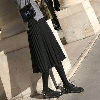 【CC】 Skirt Knitted A-line Waist Pleated faldas femme jupes