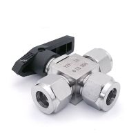 Fit 3/4/6/8/10/12-20mm 1/8" 1/4" 3/8" 1/2" OD Tube Tee L-Port Compression Ball Valve 304 Stainless Water Gas