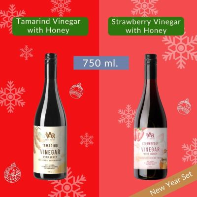 [แพ็คคู่] Tamarind Vinegar with Honey 750ml + Strawberry Vinegar with Honey 750ml