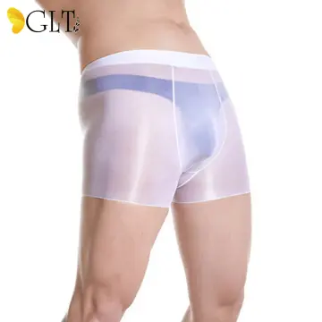 Men Women Shorts Sheer Underwear Shiny Glossy Pantyhose Briefs See Through  Panty 