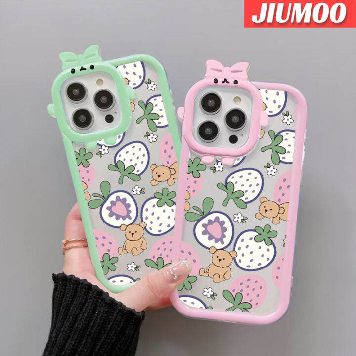 เคส-jiumoo-สำหรับ-vivo-y72-5g-y52-5g-y75s-5g-เคสลายการ์ตูนหมีสตรอเบอร์รี่โปร่งใสกันกระแทกสีสันสดใสปลอกซิลิโคนเคสนิ่มใส่โทรศัพท์เคสป้องกันเลนส์กล้องถ่ายรูปลายมอนสเตอร์ตัวเล็กที่สร้างสรรค์