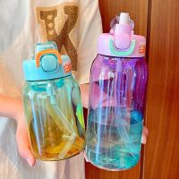 1L Large Capacity Water Bottle with Straw Outdoors Sports Drinking Bottle Color Sport Water Cups Portable Plastic Cups