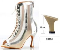 WUXIJIAO High Boots Latin Dance Shoes Ladies High Heels Silver Gold Black Three-Color Comfortable Salsa Shoes Party Sandals