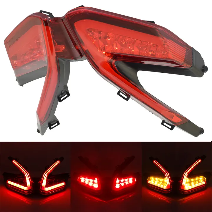 Red Motorcycle E-Mark Light-Guide LED Integrated Blinker Taillight Rear ...