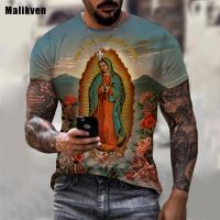 Our Lady Of Guadalupe Virgin Mary The Madonna Religious Graphic 3D T Shirt Hip Hop Casual Short Sleeve O-Neck Men T-shirt