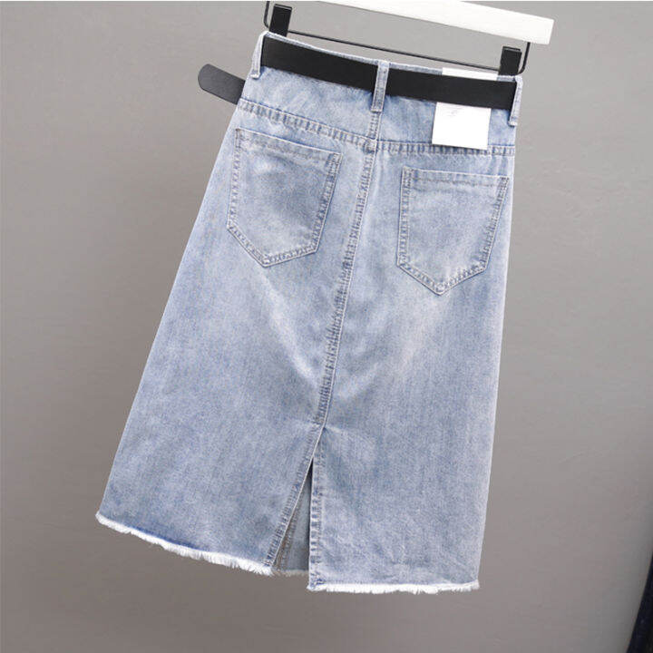 aigo-2021-spring-summer-women-casual-cowboy-skirts-hot-drill-letter-a-line-blue-skirts-high-waist-hole-denim-skirt