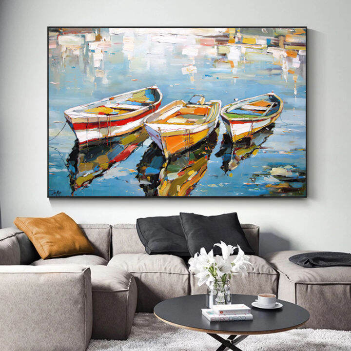 3-boats-oil-canvas-painting-sea-landscape-posters-and-prints-wall-art-picture-for-living-room-home-decor-cuadros