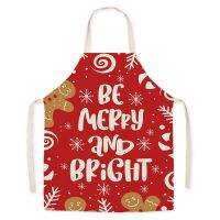 Cartoon Cute Christmas Tree Pattern Men Women Household Kitchen Cooking Oilproof Linen Belt Shoulder Sleeveless Apron фартук Aprons