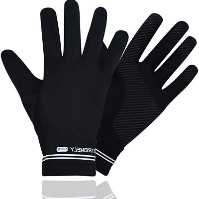 Summer Long Finger Gloves, Mens and Womens Black Mittens, Windproof Touch Screen Outdoor Sports Anti-Skid Bicycle Gloves