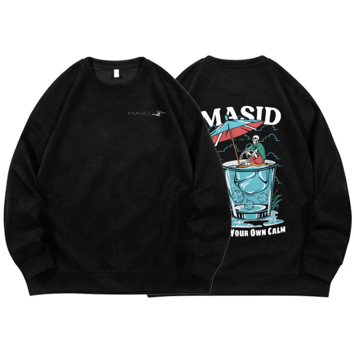 MASID Oversized Pullover Sweatshirt Men's and Women's Universal Round ...