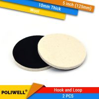 2Pcs 5นิ้ว125มม. กระจกรถยนต์แผ่นขัดผ้าขนสัตว์ Felt Abrasive Disc Sanding Buffing Pads สำหรับ Hook Amp; Loop Sander Power เครื่องมือโรตารี่