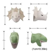 (ร้อน) 3D การ์ตูนสัตว์หัวไดโนเสาร์ยัดของเล่นตุ๊กตาสำหรับเด็กห้องนอนเนอสเซอรี่ห้องแขวนผนังตกแต่งเด็กของขวัญ