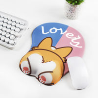 3D แผ่นรองเมาส์ Corgi แผ่นรองเม้าส์ซิลิโคนกันลื่น Anime Dog Mousepad พร้อมที่วางข้อมือสำหรับ Office