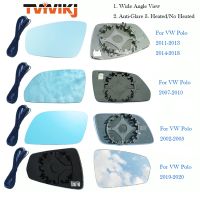 【car parts】 TVYVIKJ กระจกมองหลังด้านข้างเลนส์แก้วสีฟ้าสำหรับ VW โปโล2002-2020ห้ารุ่นมุมมองมุมกว้างป้องกันแสงสะท้อนกระจกประตูปีก