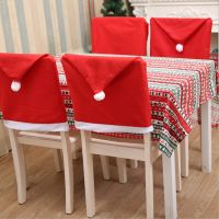 1-4PCS Christmas Decoration Dining Chair Cover Table Sleeve Santa Claus Hat Banquet NEW Christmas Chair Back Cover Sofa Covers Slips