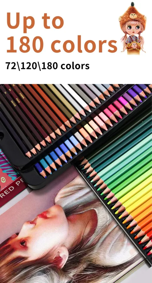 Brutfuner 72/120/180 Color Professional Oil Color Pencils Tin Box Set Wood  Sketching Colored Pencil For School Art Supplies