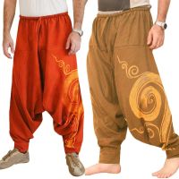 【CW】 Men Harem Pants Baggy Aladdin Hippie Print Trousers