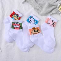 INS Socks Female Crayon Shin-Chan Cute Cartoon Korean Ulzzang Cotton Socks Spring and Autumn White Stockings Wholesale